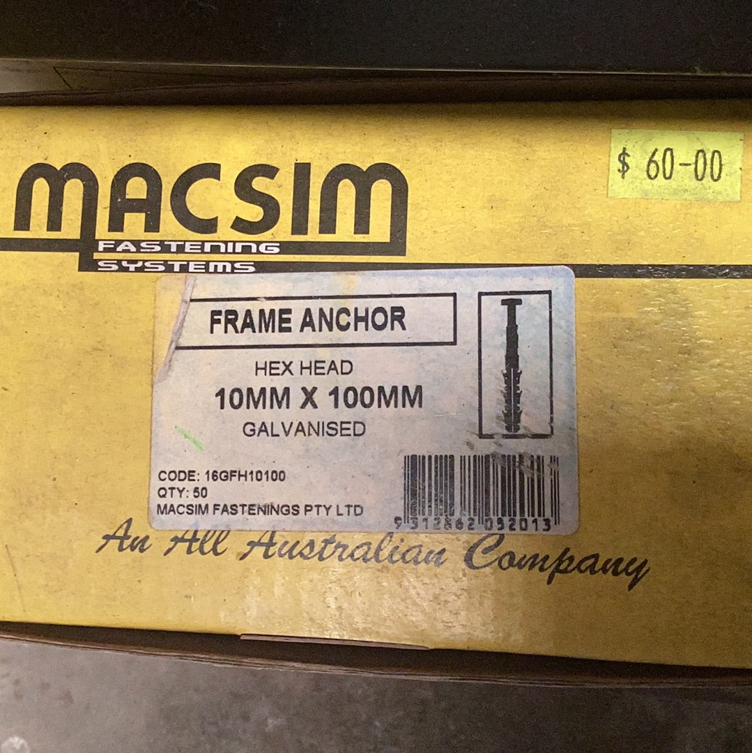 Frame Anchor 10mm x 100mm box QTY 50