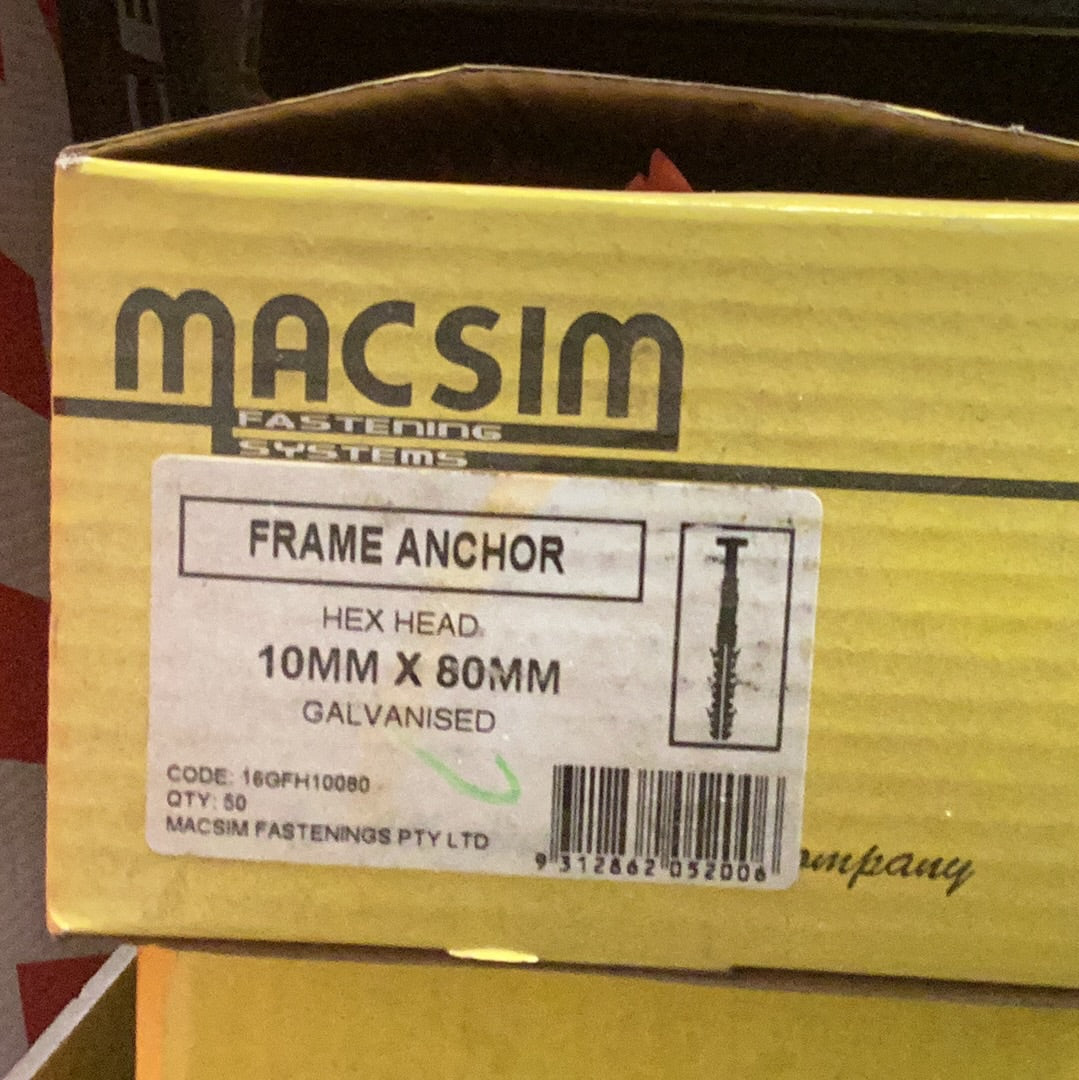 Frame Anchor 10mm x 80mm box QTY 50