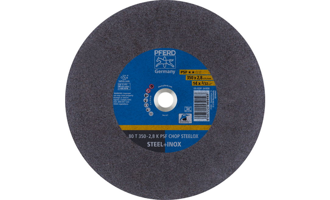 PFERD 350 X 2.8MM LOW SPEED STEEL & STAINLESS CUT OFF DISC - PSF-STEELOX