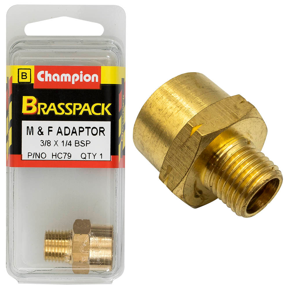 ADAPTOR – M & F – BRASS – 3/8 x 1/4″ HC79