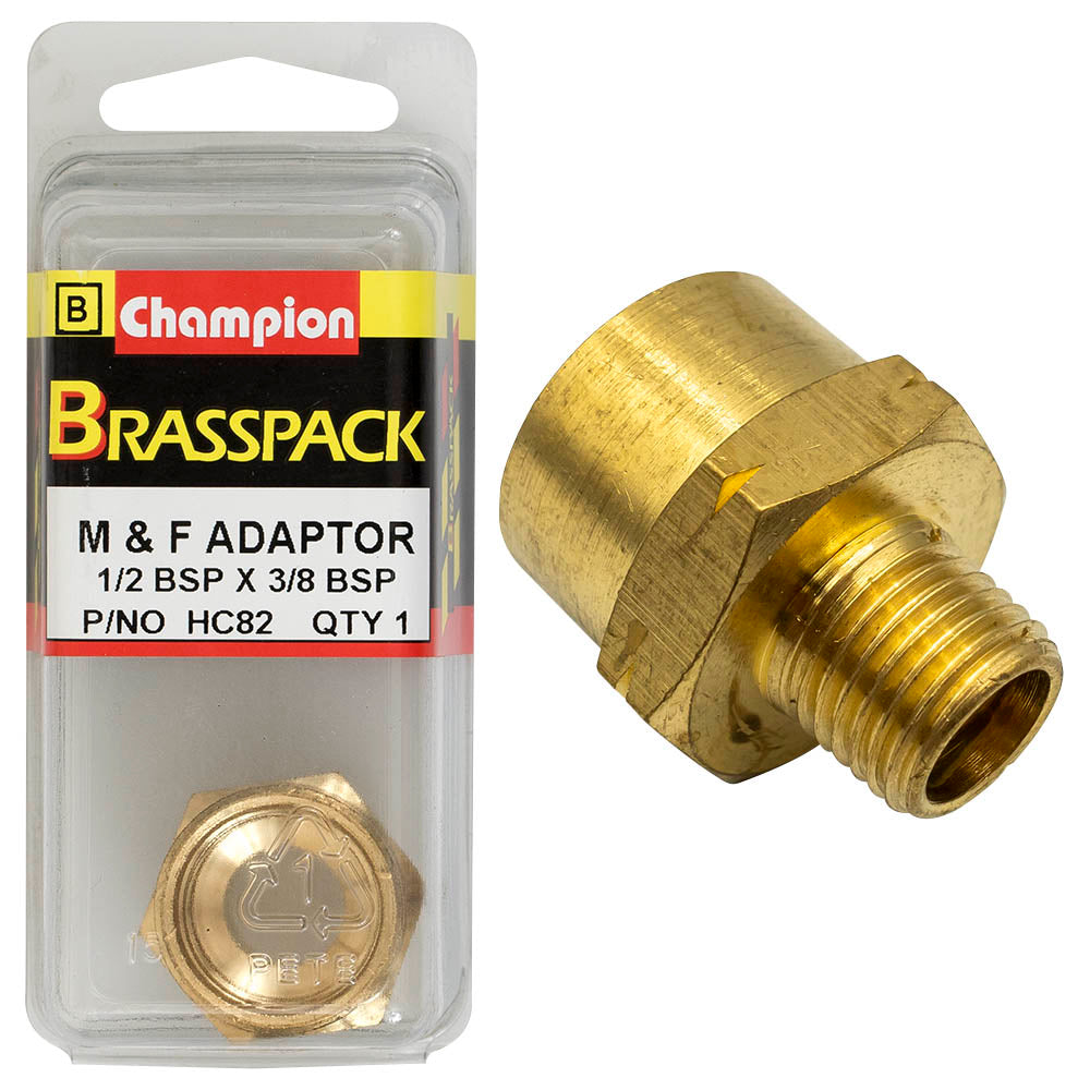 ADAPTOR – M & F – BRASS – 1/2 x 3/8″ HC82