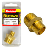 REDUCING NIPPLE – BRASS – 1/2 x 1/4″ HC86