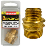 REDUCING NIPPLE – BRASS – 3/4 x 1/2″ HC88
