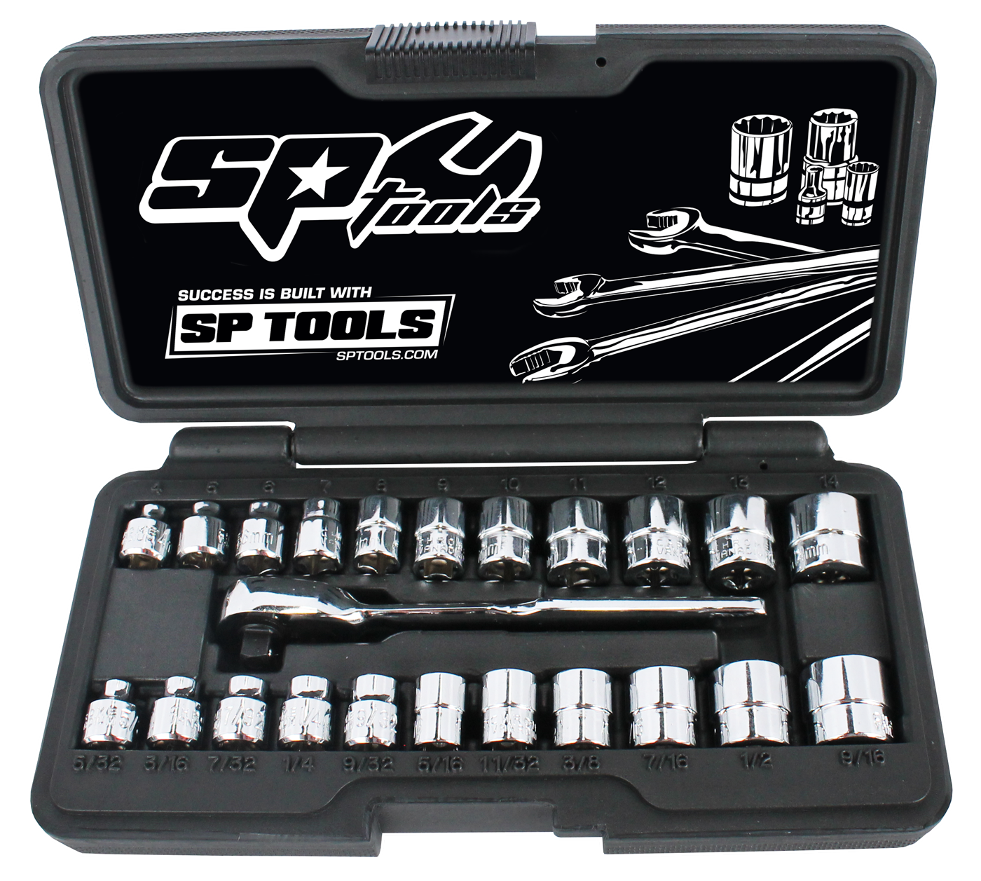 SP Tools Socket Set 1/4" Metric SAE 23pc Low Profile SP20121