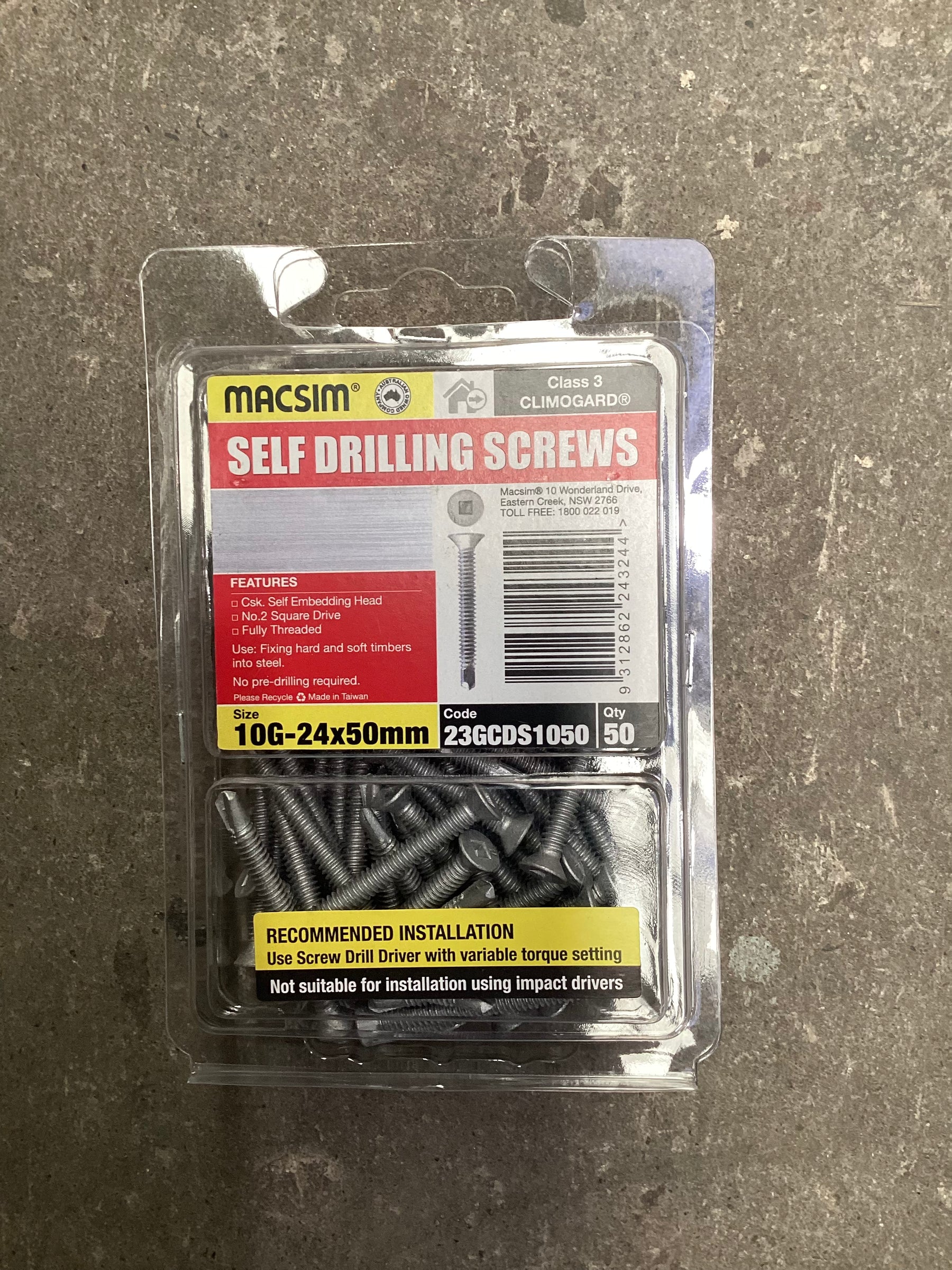 10G-24x50mm Self Drilling Screws - csk self embedding head