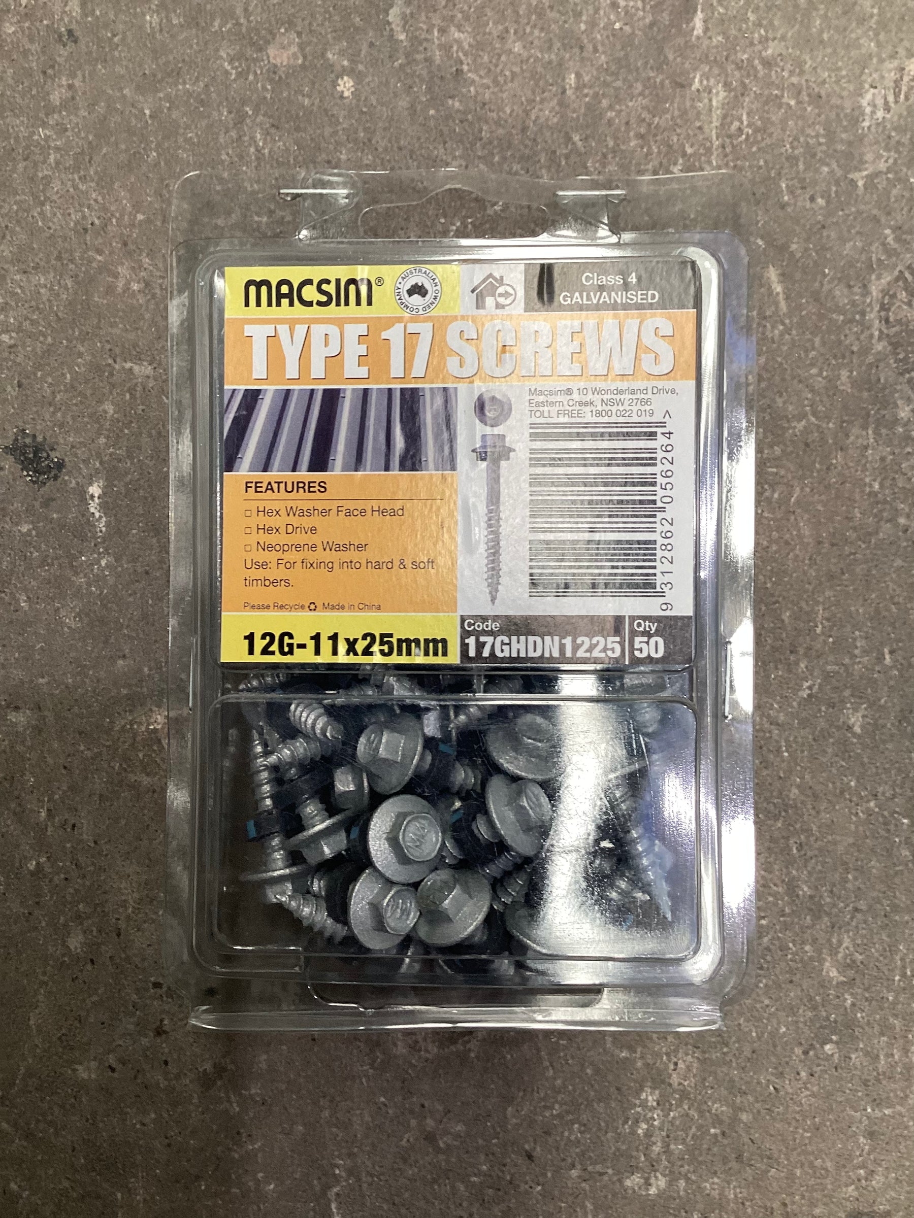 12G-11 x 25mm Type 17 Screws Qty 50