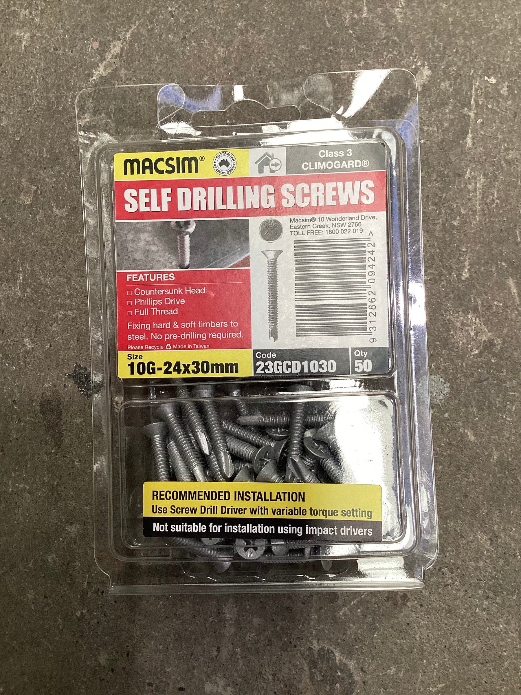 10G-24x30mm Self Drilling Screws - countersunk head