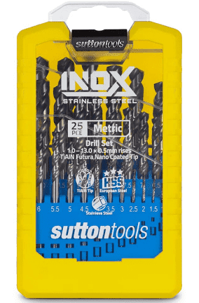 SUTTON 1-13MM METRIC HSS-TIALN JOBBER DRILL BIT SET FOR STAINLESS STEEL INOX 25 PIECE