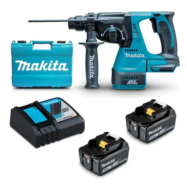MAKITA 18V Brushless 2 x 5.0Ah Rotary Hammer Drill Kit DHR242RTE