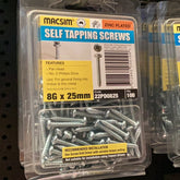 self tapping screws 8g x 25mm