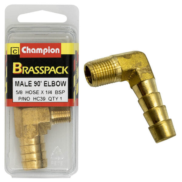 CHAMPION BRASS HOSE JOINER ELBOW (MALE)