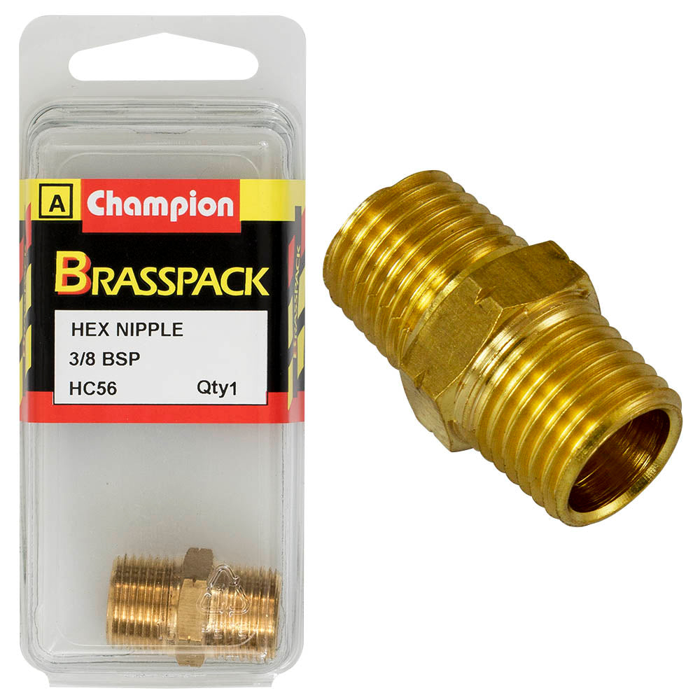 CHAMPION BRASS HEX NIPPLE
