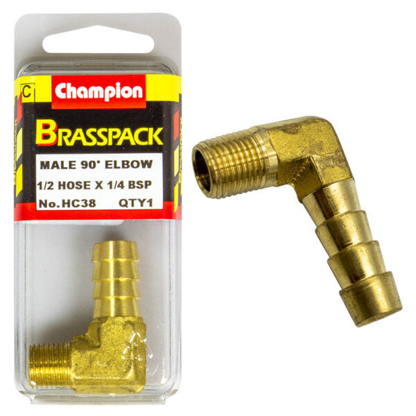 CHAMPION BRASS HOSE JOINER ELBOW (MALE)