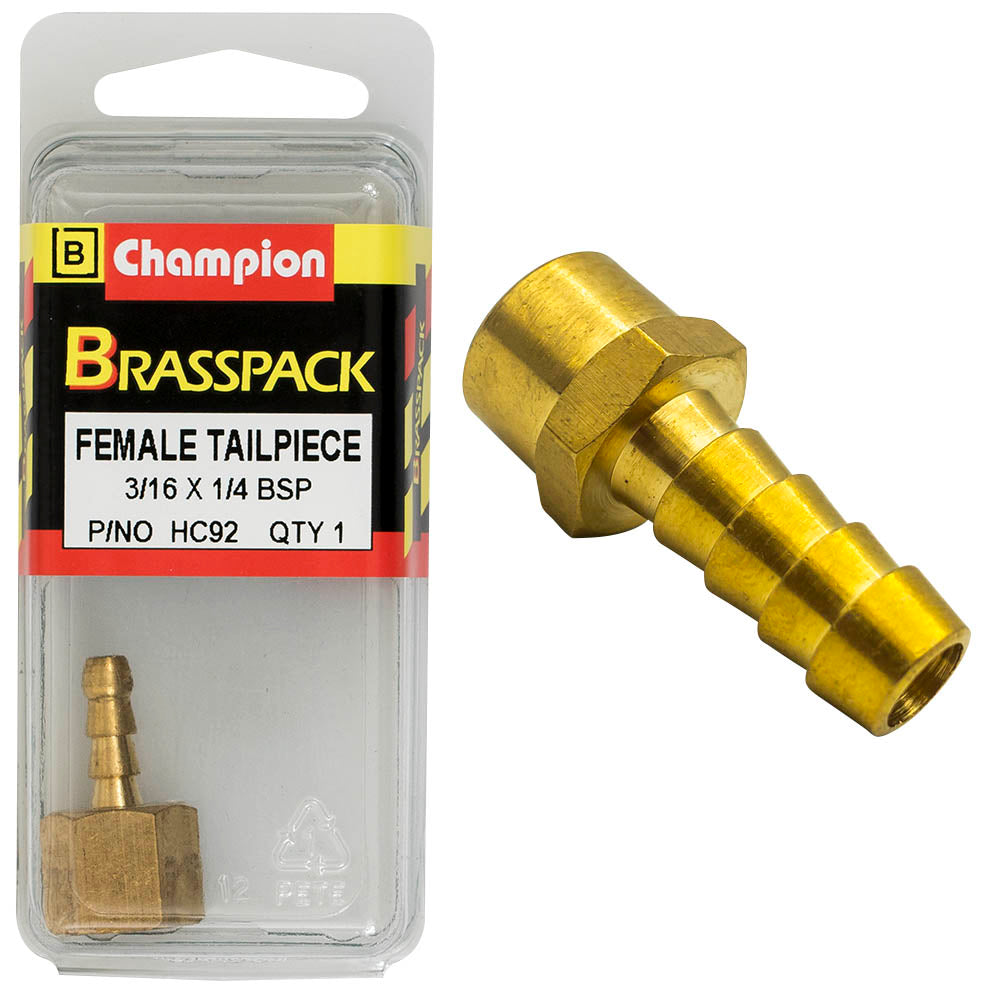 CHAMPION BRASS HOSE TAIL PIECE FEMALE