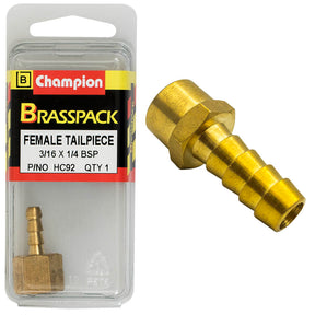 CHAMPION BRASS HOSE TAIL PIECE FEMALE
