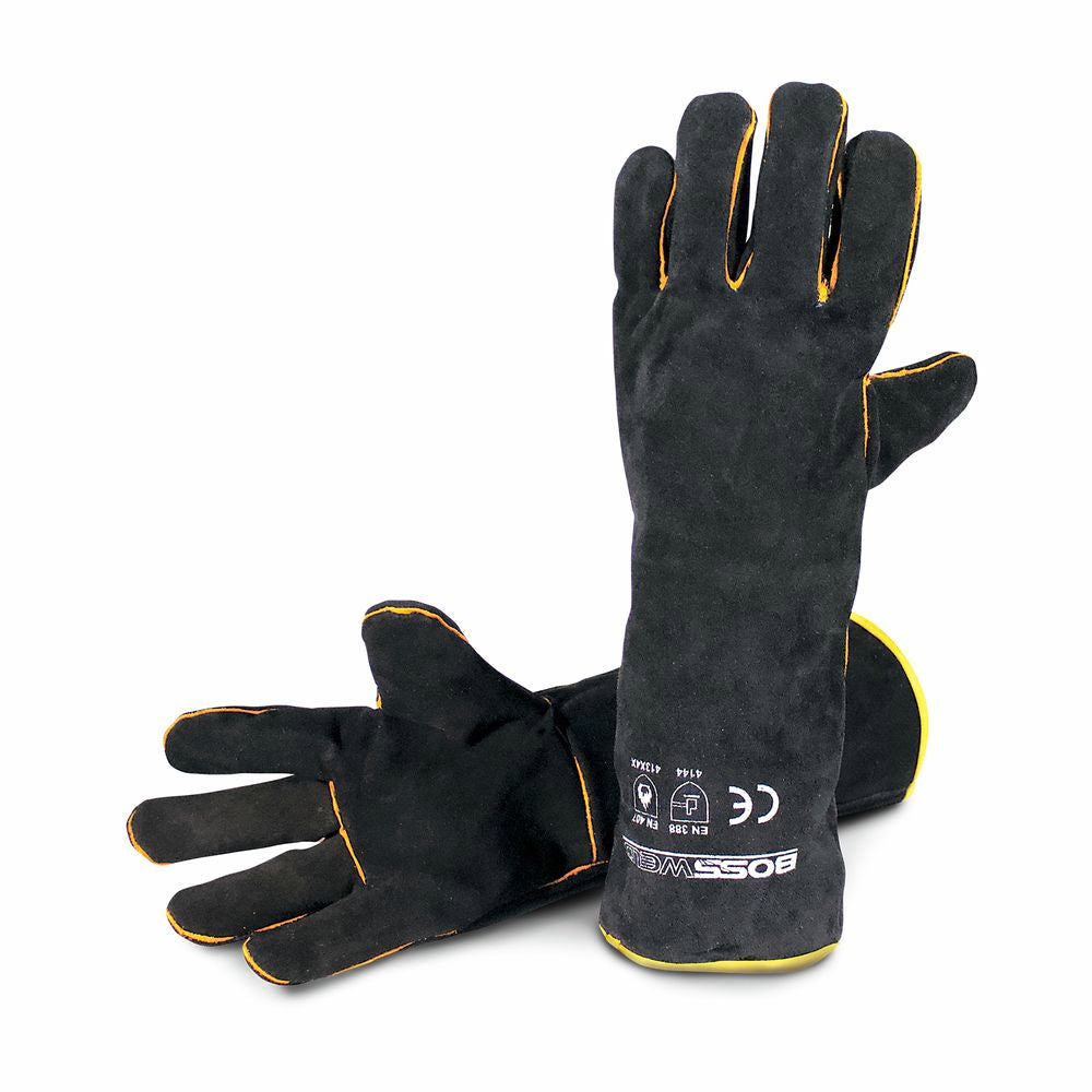 Bossweld 16” Black and gold welding gloves