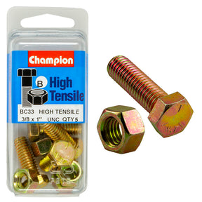 HIGH TENSILE ZINC HEX BOLT & NUT UNC PACK