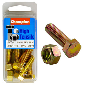 HIGH TENSILE ZINC HEX BOLT & NUT UNC PACK