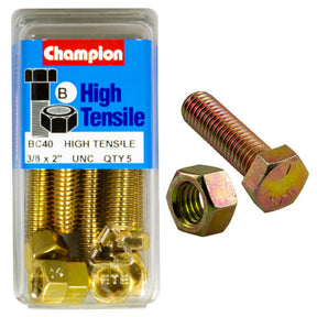 HIGH TENSILE ZINC HEX BOLT & NUT UNC PACK