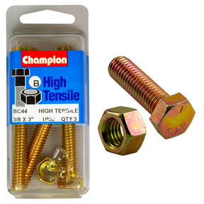HIGH TENSILE ZINC HEX BOLT & NUT UNC PACK