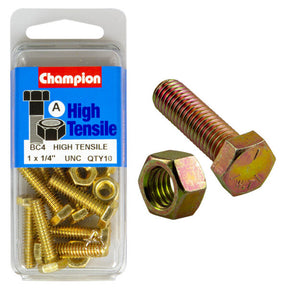HIGH TENSILE ZINC HEX BOLT & NUT UNC PACK
