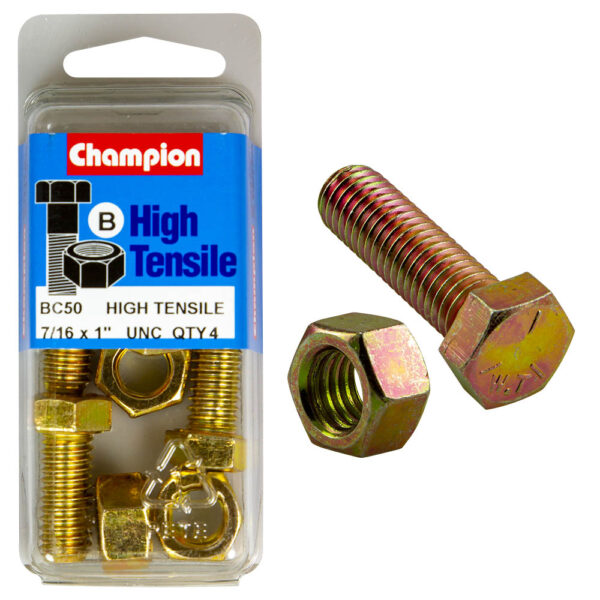 HIGH TENSILE ZINC HEX BOLT & NUT UNC PACK