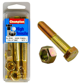 HIGH TENSILE ZINC HEX BOLT & NUT UNC PACK
