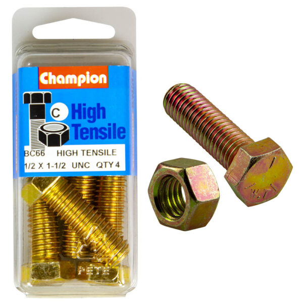 HIGH TENSILE ZINC HEX BOLT & NUT UNC PACK