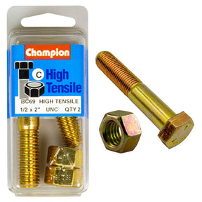 HIGH TENSILE ZINC HEX BOLT & NUT UNC PACK