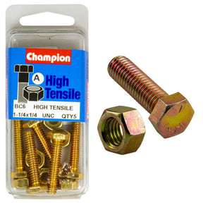 HIGH TENSILE ZINC HEX BOLT & NUT UNC PACK