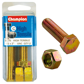 HIGH TENSILE ZINC HEX BOLT & NUT UNC PACK
