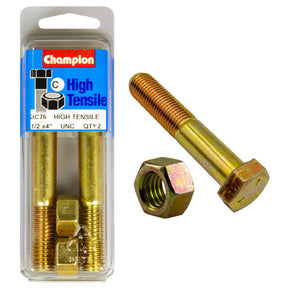 HIGH TENSILE ZINC HEX BOLT & NUT UNC PACK