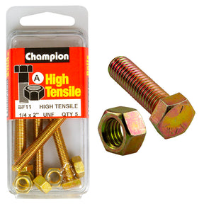 HIGH TENSILE ZINC HEX BOLT & NUT UNF PACK