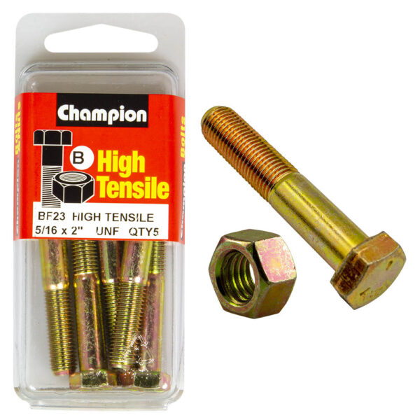 HIGH TENSILE ZINC HEX BOLT & NUT UNF PACK