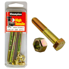 HIGH TENSILE ZINC HEX BOLT & NUT UNF PACK