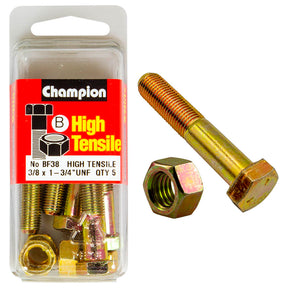 HIGH TENSILE ZINC HEX BOLT & NUT UNF PACK