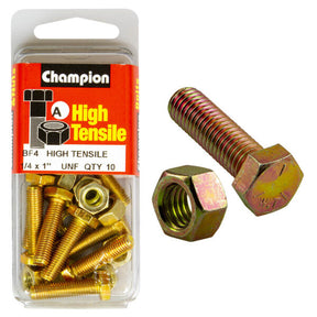 HIGH TENSILE ZINC HEX BOLT & NUT UNF PACK
