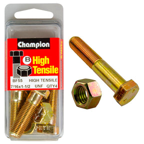 HIGH TENSILE ZINC HEX BOLT & NUT UNF PACK