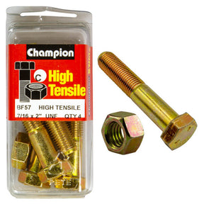 HIGH TENSILE ZINC HEX BOLT & NUT UNF PACK