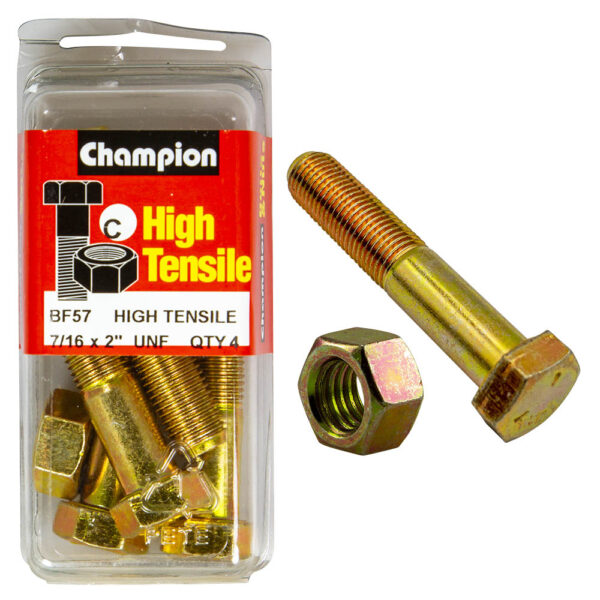 HIGH TENSILE ZINC HEX BOLT & NUT UNF PACK
