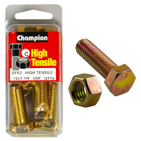 HIGH TENSILE ZINC HEX BOLT & NUT UNF PACK