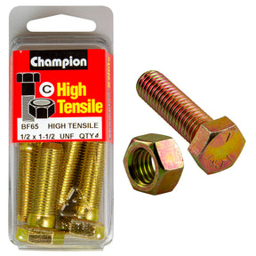 HIGH TENSILE ZINC HEX BOLT & NUT UNF PACK