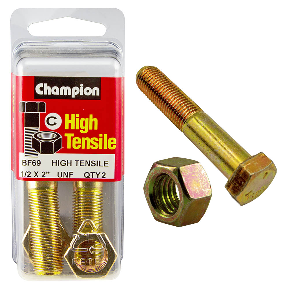 HIGH TENSILE ZINC HEX BOLT & NUT UNF PACK