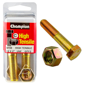 HIGH TENSILE ZINC HEX BOLT & NUT UNF PACK