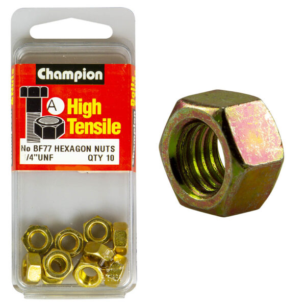 HIGH TENSILE ZINC HEX NUTS UNC / UNF PACK