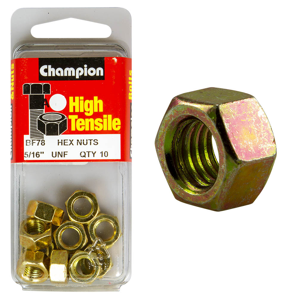 HIGH TENSILE ZINC HEX NUTS UNC / UNF PACK