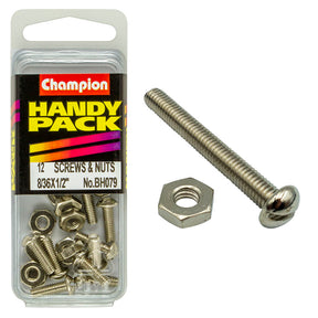 NICKEL PLATED SCREWS AND NUTS HANDY PACK
