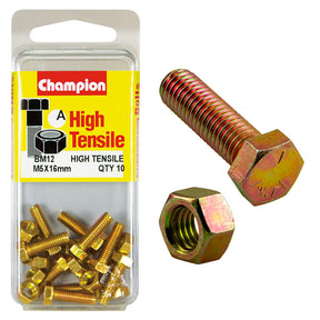 HIGH TENSILE METRIC HEX BOLT & NUT PACK
