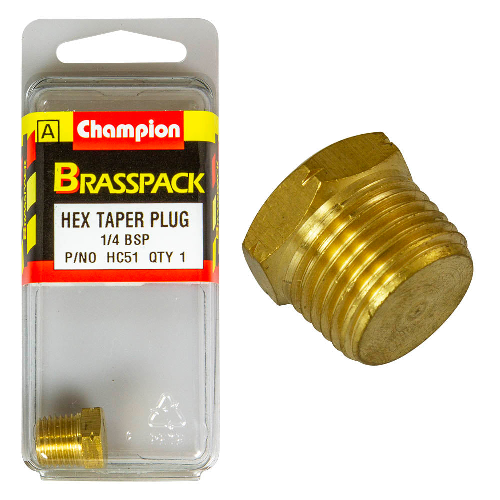 CHAMPION BRASS HEX TAPER PLUG