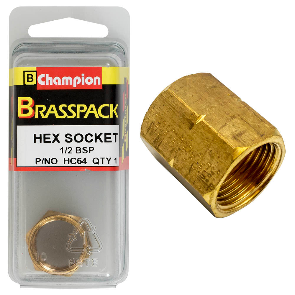 CHAMPION BRASS HEXAGON SOCKET
